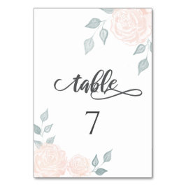 Tarjeta De Mesa Rosas de la caligrafía romántica acuarela