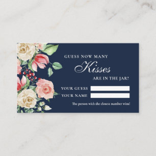 Tarjeta De Mesa Rosas de la marina azul cuántos besos duchan tarje
