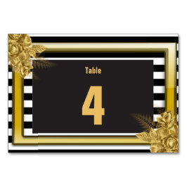 Tarjeta De Mesa Rosas de oro Art Deco, tabla de Boda Stripes sin t