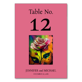 Tarjeta De Mesa Rosas de resumen rosado número de tabla Boda