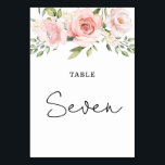 Tarjeta De Mesa Rosas de rubor floral número de tabla boda<br><div class="desc">Boda de rosas de rubor floral Tabla Siete Número. Elementos coincidentes disponibles.</div>