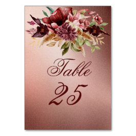 Tarjeta De Mesa Rosas de terracota de oro de rosa metálico rústico