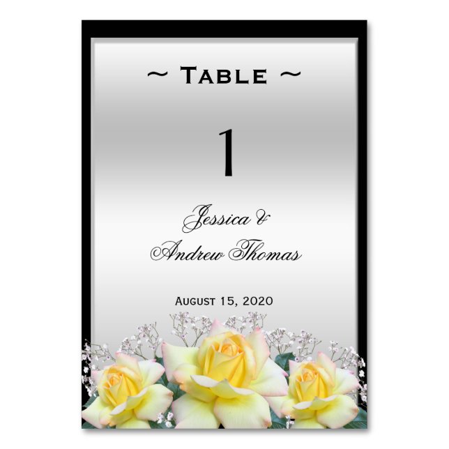 Tarjeta De Mesa Rosas Elegantes Boda de Plata Chic (Anverso)