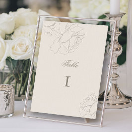 Tarjeta De Mesa Rosas Faux Relieves Ecru Formal Elegante Boda