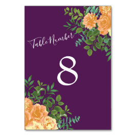 Tarjeta De Mesa Rosas Florales Peach Purple Boda