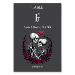 Tarjeta De Mesa Rosas góticos hasta la muerte Boda de la pareja