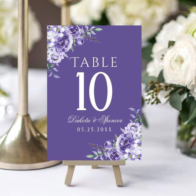 Tarjeta De Mesa Rosas morados | Elegante acuarela Floral Boho (Subido por el creador)