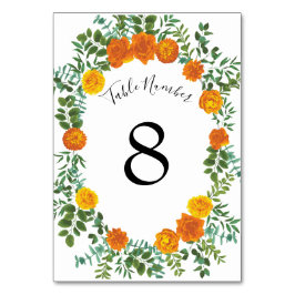 Tarjeta De Mesa Rosas naranjas Boda Floral Modern