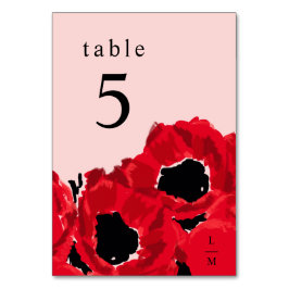 Tarjeta De Mesa Rosas rojas abstractas y amapolas