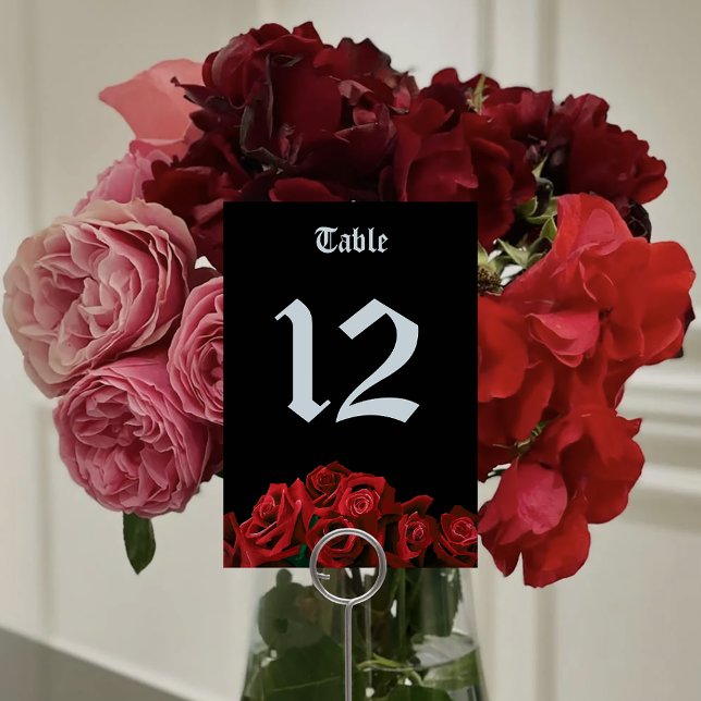 Tarjeta De Mesa Rosas Rojas Gótico Negro (Subido por el creador)