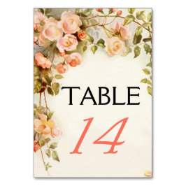 Tarjeta De Mesa Rosas románticos vintage número de tabla boda