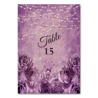 Tarjeta De Mesa Rosas rosadas púrpura florales Bodas Vintage Lila