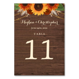 Tarjeta De Mesa Rosas rusos de Sunflower Terracotta Boho Boda