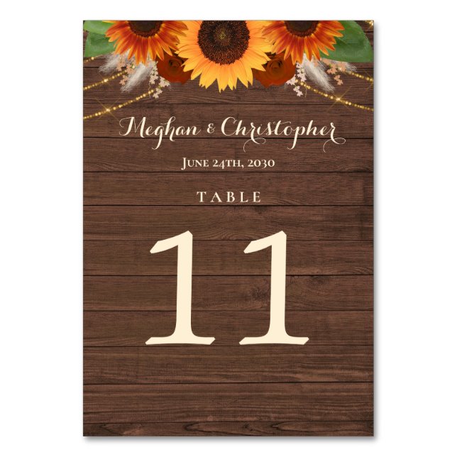 Tarjeta De Mesa Rosas rusos de Sunflower Terracotta Boho Boda (Anverso)