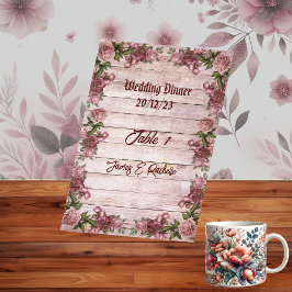 Tarjeta De Mesa Rosas rústicos de Woodland celebran matrimonio flo