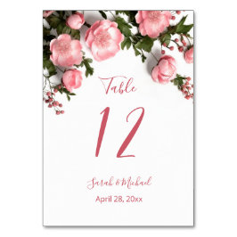 Tarjeta De Mesa Rosas silvestres 3D blancas boda  