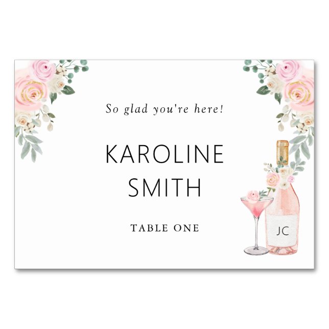 Tarjeta De Mesa Rosé All Day Bridal Shower (Anverso)