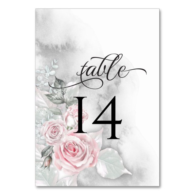 Tarjeta De Mesa Roses rosadas pasteles descalzos Bride™ (Anverso)