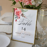 Tarjeta De Mesa Roses rosados de color acuático romántico<br><div class="desc">Agradable cúmulo de elegantes rosas rosas color agua y follaje sobre un sutil fondo de color pastel. Presenta el gráfico de texto "Tabla" en el tipo de letra del guión personalizado (o borrar y personalizar en el editor de diseño) con campos de texto editables.</div>