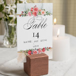 Tarjeta De Mesa Roses rosados de color acuático romántico<br><div class="desc">Agradables racimos de elegantes rosas color de agua y follaje sobre un sutil fondo de color pastel de color agua, etiquetas con bordes dorados y campos de texto editables. Presenta el gráfico de texto "Tabla" en el tipo de letra del guión personalizado (o borrar y personalizar en el editor de...</div>