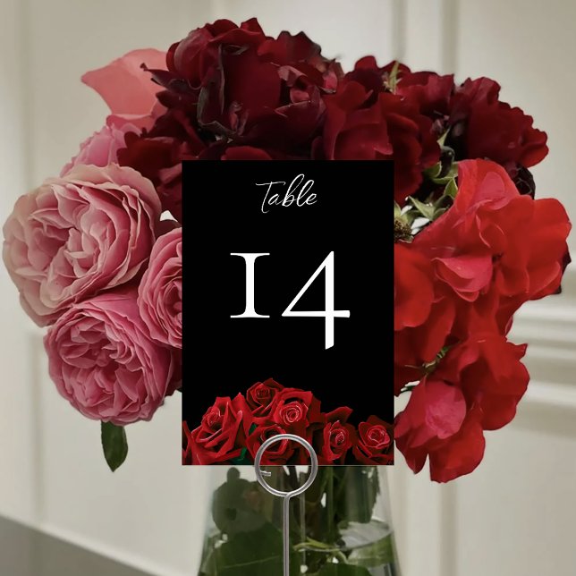 Tarjeta De Mesa Roses Roses Blancos Elegancia Negra Boda eterno (Subido por el creador)