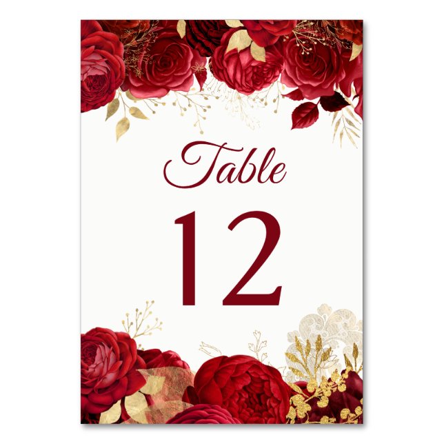 Tarjeta De Mesa Roses Roses Rojos y Oro Todos los eventos (Anverso)