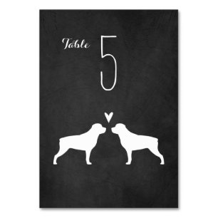 Tarjeta De Mesa Rottweiler Dog Silhouettes Recepción de bodas