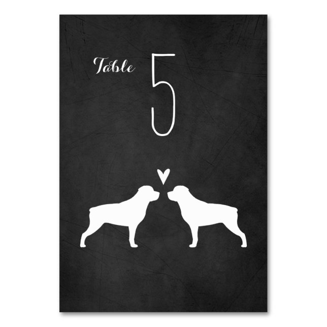 Tarjeta De Mesa Rottweiler Dog Silhouettes Recepción de bodas (Anverso)