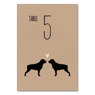 Tarjeta De Mesa Rottweiler Silhouettes Perros Recepción de bodas