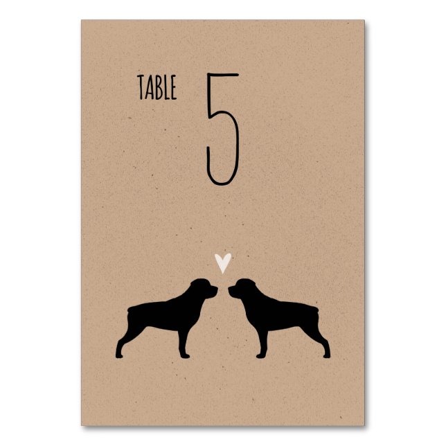 Tarjeta De Mesa Rottweiler Silhouettes Perros Recepción de bodas (Anverso)