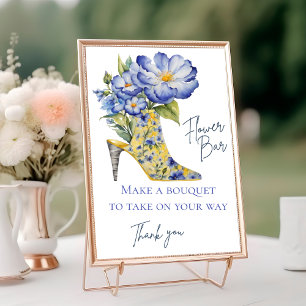 Tarjeta De Mesa Rótulo Chinoiserie High Heel Shoe Flower Bar