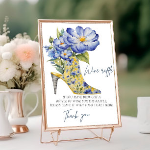 Tarjeta De Mesa Rótulo Chinoiserie High Heel Shoe Wine Raffle