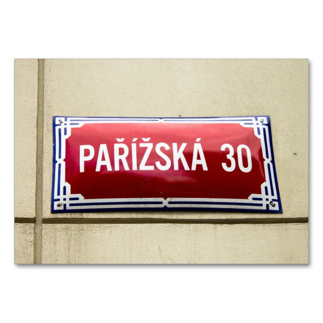 Tarjeta De Mesa Rótulo de la calle Praga (Anverso)