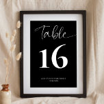 Tarjeta De Mesa Rótulo de la mesa de eventos de la Compañía Negra<br><div class="desc">Termine su decoración de eventos privados o de negocios con este elegante signo de número de tabla de caligrafía. Esta simple tarjeta de números de mesa en blanco y negro cuenta con un gran número en el tipo de letra del guión medio y elegante en la parte superior, ideal para...</div>