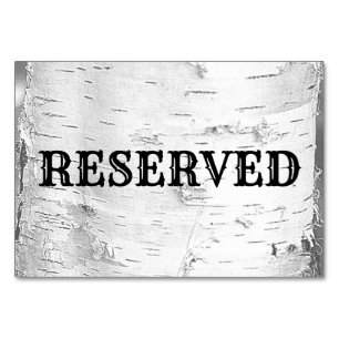 Tarjeta De Mesa Rótulo de mesa reservada de Boda de corteza blanca