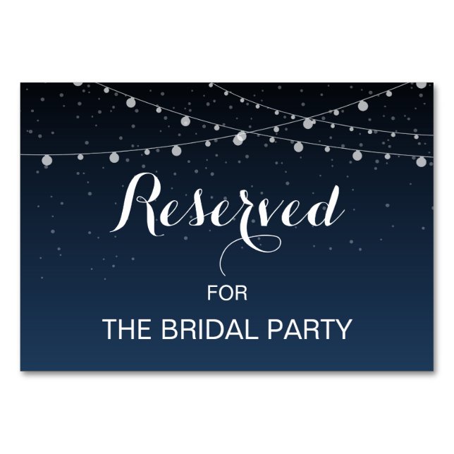 Tarjeta De Mesa Rótulo de mesa reservada para Boda Rústico nocturn (Anverso)