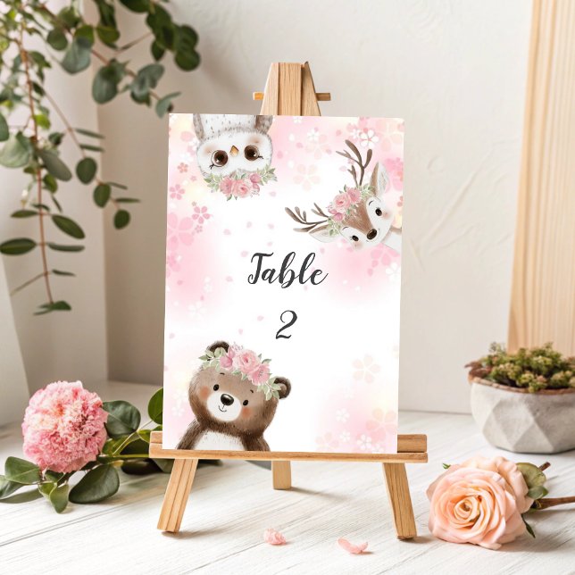 Tarjeta De Mesa Rótulo de número de tabla Baby Shower de Woodland  (Subido por el creador)