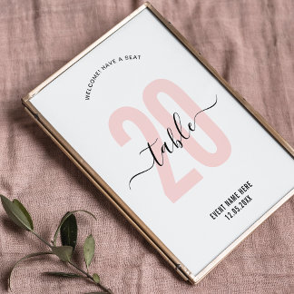 Tarjeta De Mesa Rótulo de número de tabla de caligrafía elegante r