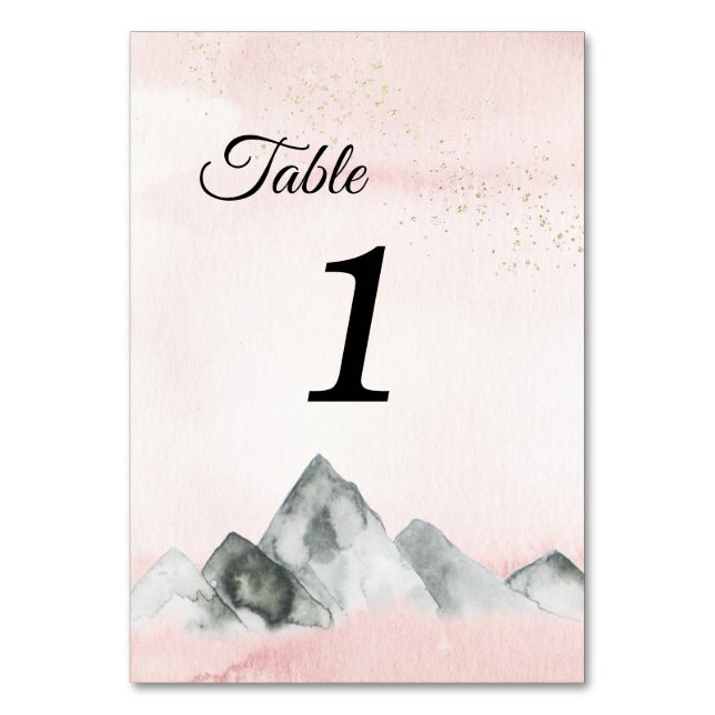 Tarjeta De Mesa Rótulo de números de tabla de Boda de la montaña R (Anverso)