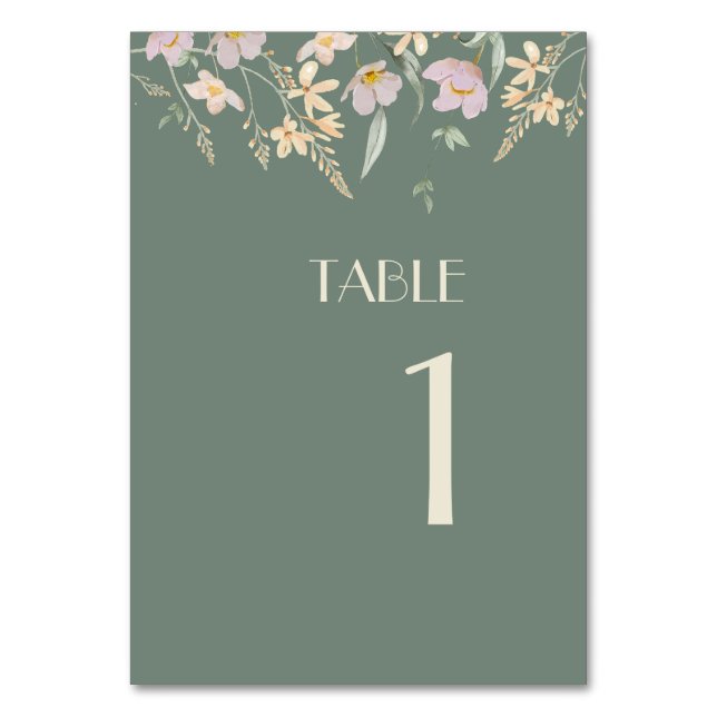 Tarjeta De Mesa Rótulo de números de tabla de deco de flor silvest (Anverso)