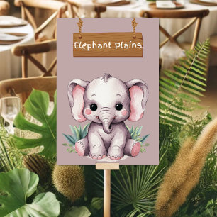 Tarjeta De Mesa Rótulo de tabla de plántulas de elefantes adorable
