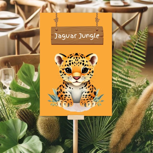Tarjeta De Mesa Rótulo de tabla de Safari Jaguar de la jungla en d (Subido por el creador)