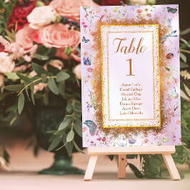 Tarjeta De Mesa Rótulo de tabletop Boda rosa de flor silvestre cap