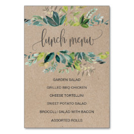 Tarjeta De Mesa Rótulo del menú del almuerzo del follaje de Kraft