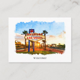 Tarjeta De Mesa Rótulo Watercolor Las Vegas Bienvenidos Al Boda