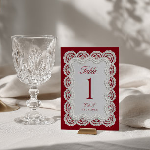 Tarjeta De Mesa Rouge Rojo Dinero Antiguo Encaje Boda