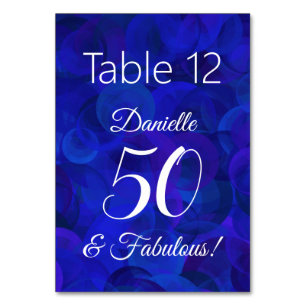Tarjeta De Mesa Royal Blue 50 y fabuloso nombre de fiesta de cumpl