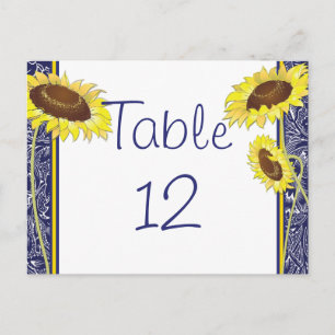 Tarjeta de mesa Royal Blue and Yellow Sunflowers