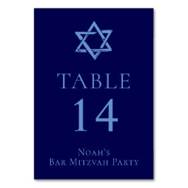 Tarjeta De Mesa Royal Blue Bar Mitzvah Fiesta Estrella de David