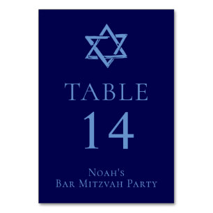 Tarjeta De Mesa Royal Blue Bar Mitzvah Fiesta Estrella de David